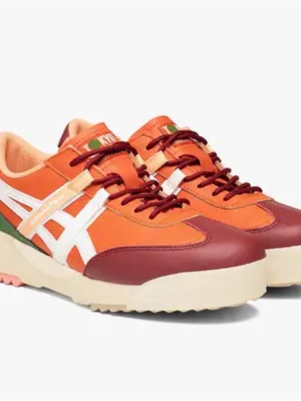 Onitsuka Tiger Orange and Burgundy Women’s Athletic Sneakers